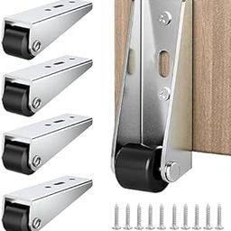 VSPARKEX 4Pcs Rigid Caster for Heavy Door Robust Metal Caster Silent Screw Fixed 2.68 inches Long Heavy-Duty L Shaped Side Mount Wheels Wooden Door Drooping Rotating Pulley-image-31
