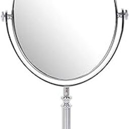 Makeup Mirror | Magnifying Mirror Makeup | Double Side Magnification | Tabletop Vanity Hand Mirrors Stand | 5X and 1X| (Men & Women-Silver)-10