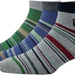 Men's Cotton Ankle Length Socks - (Pack of 3) - Dark Green, Marlin, Grey Melange-image-98