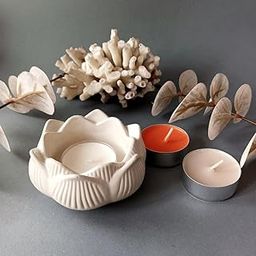 AAMU Moon Concrete Tea Light Holder, Lotus Shaped Candle Holder, Votive Candle Holder for Diwali, Christmas, Valentine Day, Anniversary, Wedding, Table & Home Decoration - Pack of 1 Piece-image-76