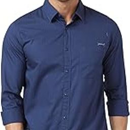 Men Navy Blue Dyed Regular Slim Fit Full Sleeve Plain Shirt-image-40