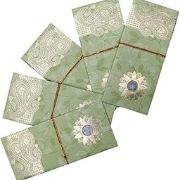 Designer Money Gifting Envelopes of 1 rupee,1rs Sikka, Light Green with Gold Dori, 7 x 3.5 inch, Pack of 50, for Wedding and Festivals-image-71