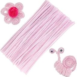 Pandeji DIY Chenille Stems Pipe Cleaners for Flower Making for Craft Projects and Decorations (Light Pink Color, 100pc Pack)-image-23