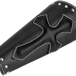 ATORSE 2Piece PU Leather Punk Arm Guard Cross Wristband Medieval Wrist Bracer Black-image-47