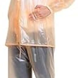 Boy's|Girl's PVC Waterproof Rainsuit with Hoods and Side Pocket, 100% Waterproof Portable Rainwear (Orange)-image-98