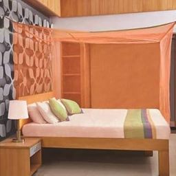Iblay Rectangular Fine Mesh Polycotton - Foldable King Size (Double Bed) Mosquito Net, Peach, 4.5 x 6.5 ft-21