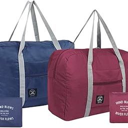 Travel Bag Luggage Storage for Sports Gym Water Resistant Nylon Canvas Duffel for Men, Women 32 Liter, Navy Blue&Red Color (Pack of 2)-picture-17