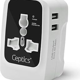Ceptics Universal Travel Adapter All in One, International Travel Adapter for EU, US, UK and More, Type A, C, G, I Output and Universal Input with 2X USB-A (2.4A), CE and RoHS – Black/Grey (2 Pack)-28