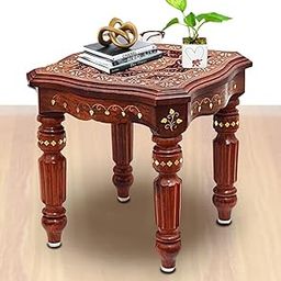 Woodiva Beautiful Antique Wooden Fold-able Side Table//End Table//Plant Stand//Stool Living Room Kids Play Furniture Table (12x12x12) inches-image-31