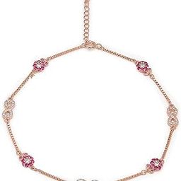925 Sterling Silver Cubic Zirconia Infinity Rose Gold Plating Chain Anklet (Single) | Gift for Women & Girls | With Certificate of Authenticity & 925 Stamp-image-59