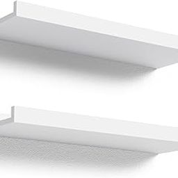 WooDinto Wall Shelves for Living Room, Bedroom Wall Mounted Shelf Wall Hanging Storage Unit Wall Organiser Shelf (Ledge Set of 2 - White - 18 Inch)-picture-32