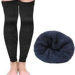 Tradehub® Winter Men & Women Knitted Woolen Leg Warmer & Knee Supporter, Black-image-57