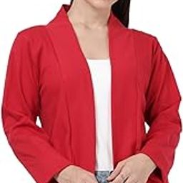 Womens Shrug Cotton Solid Open Front Regular Fit Winter Shrug Overcoat with Pocket for Layering-image-105