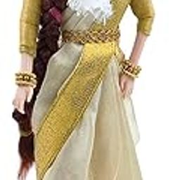 Maalona | Aadya | South Indian Doll in Traditional Silk Saree with Jewelry & Bindi Included | Indian Doll for Girls | Cultural Gift | 11.3 Inch, Off-White & Gold-image-6