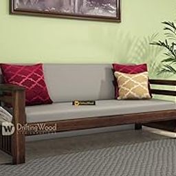 DRIFTINGWOOD Solid Wood 3 Seater Sofa Set for Living Room | Wooden Three Seater Sofa Set with Magazine Holder for Office & Home Lounge | 3 Seater Sofa Walnut Finish-image-82