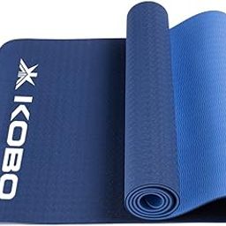 Kobo 6 mm Yoga Exercise Fitness Workout Non Slip Mat 183cm x 61cm x 0.6cm - 6mm Thick Dual Tone Sticky Mat-image-37