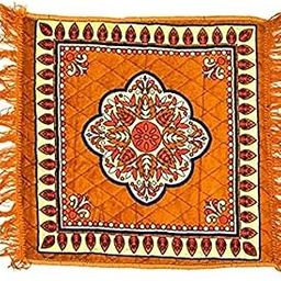 Velvet Prayer Mat/Aasan/Pooja Mat/Meditation Mat/Multipurpose Velvet Rug Mat 2 X 2 FEET PACK of 2 PCS (YELLOW, 2)-image-92