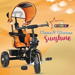 Amardeep Baby Tricycle Sunshine (1-5 Yrs) with Safety Armrest, Parental Control and Canopy-11