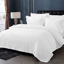 Castiqa Premium Glace Cotton Satin King Size Stripes Pattern Quilt Cover/Duvet Cover/Rajai Cover/Blanket Cover with Zipper Closure Color-White (King Size (90x100 inch))-image-58