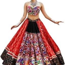 Red cotton mirror work navratri lehenga chaniya choli-image-23