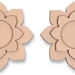 MDF Flowr shappe Shaped Floral Tea Light Candle Holder Without Candles- (Set of 6 pcs) MDF Candle Holder for Painting-image-81