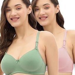 Cotton Blend Lightly Padded Wirefree Full Coverage T-Shirt Bra Combo-image-13