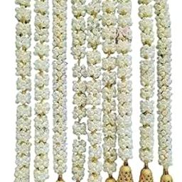 Anjali Arts Handmade Decorative Mogra Bell Fluffy Artificial Creeper Bail Garland, Size 2.2 Feet Used for Home/Office,Festival Christsmas Diwali Decoration, (White Gold)-image-14