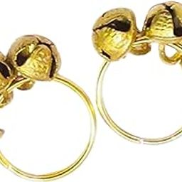 Kunya Finger Ring Clapping Ghungroo Golden Silver Kadi Anguthi Brass Small Bells finger cymbals (3 Ghungroo Per Ring) for Bhajan Lord Goddess God Ganesh Ganapati Pooja Aarti-30