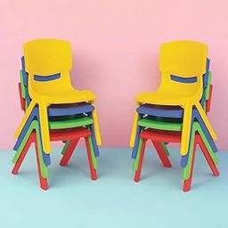 eHomeKart Baby Plastic Kids Chair Set - L33 X B31 X H51 Cm (10 Chairs) - Ten- Colour Of The Chairs May Vary, Multicolor-image-8