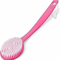 KIRA Curved Long Handle Bath Brush Soft And Bristles For Exfoliating Body, Back Scrubber For Men And Women (Pack Of 1) (Pink)-42