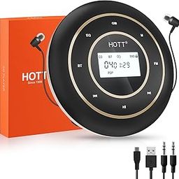 HOTT C105 Portable CD Player FM Transmitter Rechargeable Compact CD Player with Touch Buttons Backlit Display Black-image-36