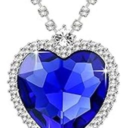 Blue Ocean Heart Austrian Crystal Jewellery Pendant Necklace for Women and Girls-image-20