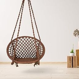 Curio Centre Make in India Cotton Round Swing for Adults/Hammock Chair/Swing Chair for Indoor for Outdoor/Swing Chair Balcony (145x67x45 cm, Brown,100 kgs Capacity)-23