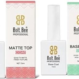 "Brille Bee Matte Top Coat & Base Coat Set – 15ml Soak Off UV/LED Gel Nail Polish for Nail Art" (Matte Top Coat and Base Coat, 15)-picture-53