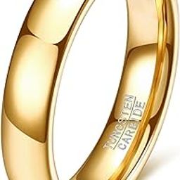 2mm 4mm 6mm 8mm Tungsten Wedding Band Ring for Men Women | Gold Domed High Polish Comfort Fit | Size 5-12-image-34