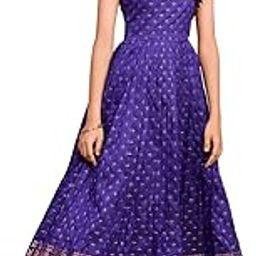 Kids Navy Color Silk Sleeveless Ethnic Dress Check_Navy-image-32