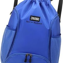 Drawstring Basketball Backpack Bag Basketball Carrying for Travel Basketball Royal Blue-image-94