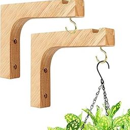 CRAFTED TURN Plant Hanger, Wall Planters for Indoor Plants, Wooden Wall Mounted Hanging Plant Hooks, Basket Hooks for Lanterns, Flower Bracket, Wind Chimes, Decoration (2-Right Angle Style(2Pack))-image-29