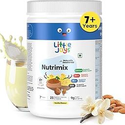Little Joys Vanilla Nutrimix 7+ (350g) | 7-12 Years | Naturally Sweetened with Dates & Jaggery | With 23 Essential Vitamins & Minerals | 9g Protein per Serving | Supports Healthy Growth & Boosts Immunity | With Ragi, Millet, Almonds & Oats | Vanilla Flavour Nutrition Drink Powder-9
