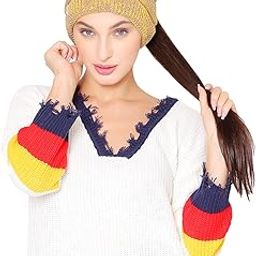 Chunky Soft Knit Ponytail Winter Woolen Cap for Women with Hair Hole Yellow-image-21