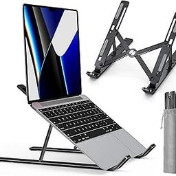 TGK Laptop Stand for Desk, 6 Angles Adjustable Laptop Riser Aluminum Ergonomic Foldable Portable Tablet Holder, Notebook Stand for MacBook, HP, Dell, Lenovo & All Other 10-15.6” Laptops - Black-image-91