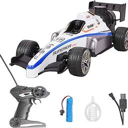 VGRASSP 1:14 Scale High Speed F1 Formula Racing Car Toy for Kids with Joystick Remote Control and Rechargeable Battery for Car - LED Lights, 2 WD Smokey Mist Spraying Car - Multicolor-3