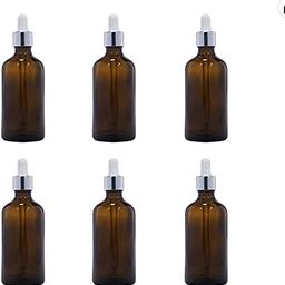 Amber Glass Bottle with Silver Ring Dropper + Glass Pipette (Amber 100 ML - 1 PC) || Extra PP Cap & Euro Dropper Also included || ShopHomeo®-11