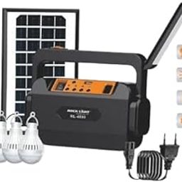 kh Emergency Portable Solar Inverter with 3 Individual 6 Volt LED Hanging Bulbs with 3.75 m Long Wire and AC/DC USB Socket with USB for Mobile Charging, USB Cable (Micro USB + Type C)-11
