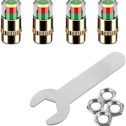 4Pcs Car Tire Pressure Monitor Valve Stem Caps Sensor Indicator 3 Color Eye Alert (Golden,2.2Bar 32PSI)-4
