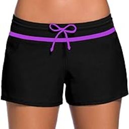 Women Boyleg Swim Shorts Waistband Board Short Plus Size Swimsuit Bottoms-image-31