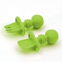 A Baby Cherry - Baby Self Feeding Spoon & Fork || Toddler First Training Utensil Set || Anti-Choke Design || Baby Led Weaning Stage 1 (Green)(Pack of 1)-image-72