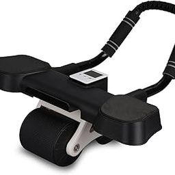 Healthex Automatic Ab Wheel Rebound Ab Roller with Mobile Holder | Precise Timer | Men Abdominal Exercise Equipment | Home Gym Equipment Strong Elbow Support (AB Roller 02 Black)-image-3