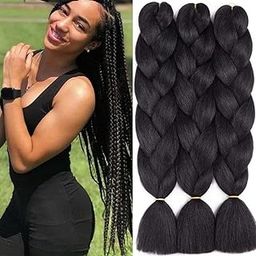 D-DIVINE Jumbo Braiding Hair Synthetic Kanekalon High Temperature Fiber Crochet Twist Braids (Pack of 1, Black)-image-7