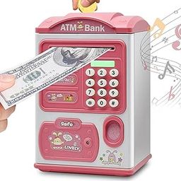 BAREPEPE Piggy Bank for Kids Electronic ATM Money Bank with Password and Finger Sensor Lock - Pink-15